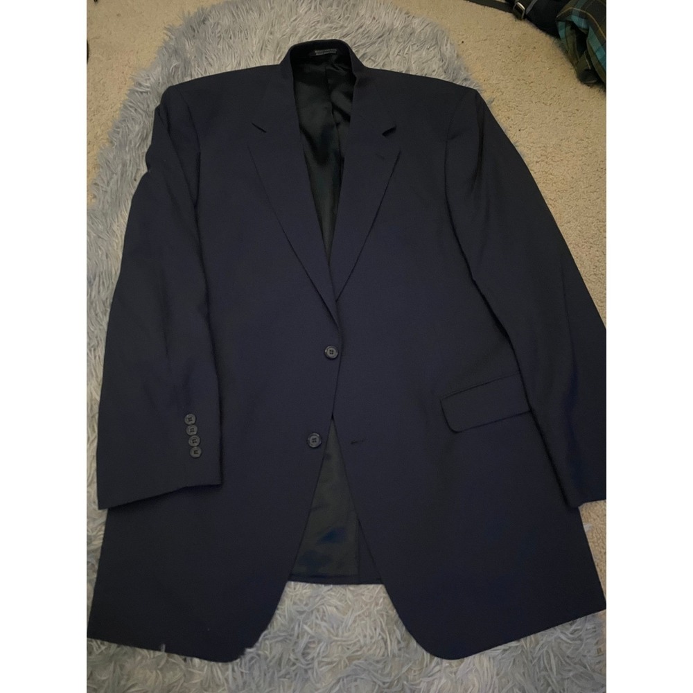 Botany 500 Men's Navy Blazer Jacket 42R Made in Mexico 2 Button Classic Wool